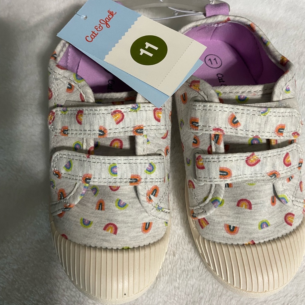 Cat & Jack Kids Sneakers - Cream with Rainbow Accents